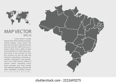 Brazil map vector, Abstract design vector illustration Eps 10. High Detailed on white background.