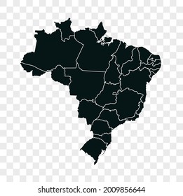 Brazil map vector. dark color. isolated on transparent background.