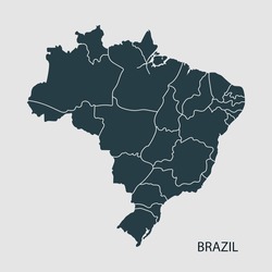 brazil map vector design illustration isolated grey background