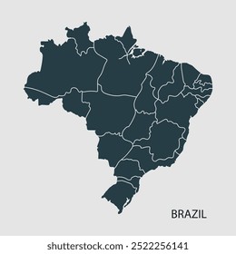 Ilustración de diseño de Vector de mapa de Brasil aislado fondo gris