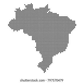 Brazil map vector. map dotted silhouette with black dots on a white background. Vector illustration eps 10.