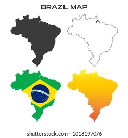 Brazil Map Vector Flag Color Collection Set