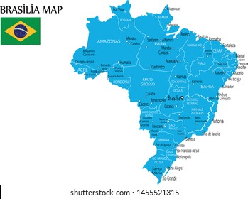 Brazil map vector illustration, map of cities