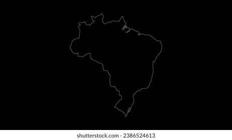 Brazil map vector illustration. Drawing with a white line on a black background.