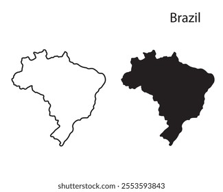 Brazil map vector illustration, scribble sketch Republic Brazil map, Brazil map silhouette, Brazil country