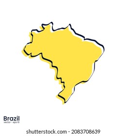 Diseño de la plantilla de ilustración de vector de mapa de Brasil. Estilo de esquema.
