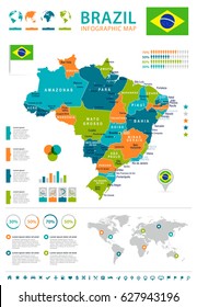 Brazil Map Vector Info Graphic