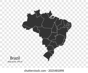 Brazil map vector, isolated on transparent background