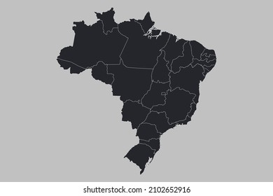 Brazil map vector, isolated on gray background
