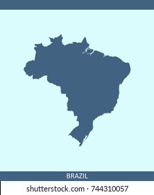 Brazil map vector outline illustration in blue background