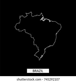 Brazil map vector outline illustration in black background