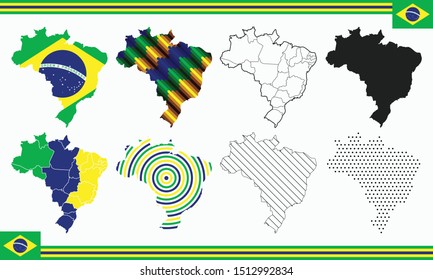Brazil Map Vector Set Country