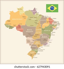 Brazil Map Vector Vintage