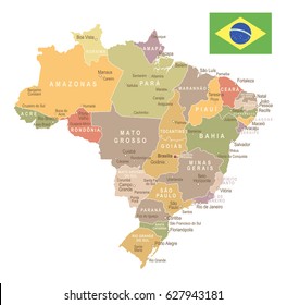 Brazil Map Vector Vintage