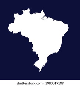 Brazil map vector. white color on blue background.