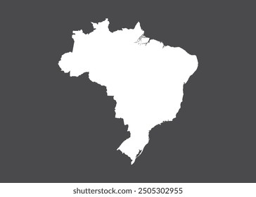 Brasilien, Kartenvektor, weiße Farbe, kein Einzel auf dunklem Hintergrund