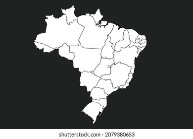 Brazil map  White Color on black Background