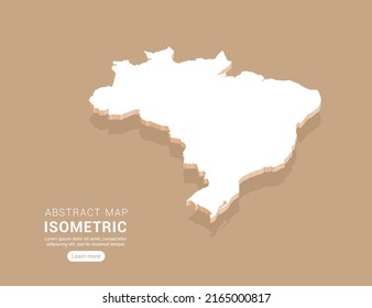 Brazil map white on brown background with isometric vector.