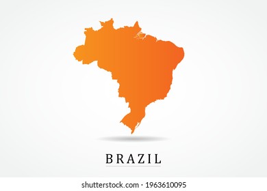 Brazil Map - World Map International vector template with Orange gradient color isolated on white background - Vector illustration eps 10