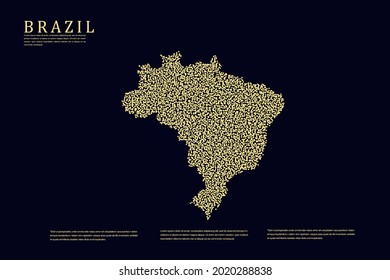 Brazil Map - World Map International vector template with Gold grid on dark background for banner, website, infographic, education - Vector illustration eps 10