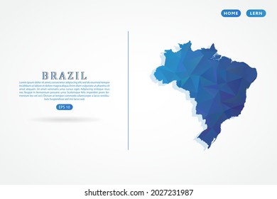 Brazil map - World Map International vector template with polygon blue color gradient isolated on white background for education, website, banner - Vector illustration eps 10