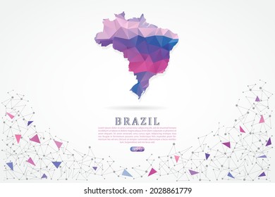 Brazil map - World Map International vector template with polygon pink color gradient isolated on white background for education, website, banner, infographic - Vector illustration eps 10