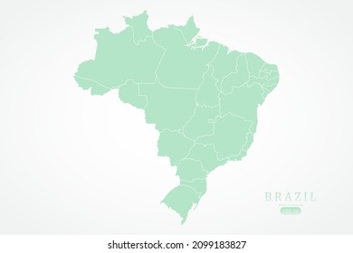 Mapa de Brasil - Mapa Mundial Modelo vectorial internacional con Alto detalle incluyendo color de contorno verde y blanco aislado en fondo blanco - Ilustraciones vectoriales 10