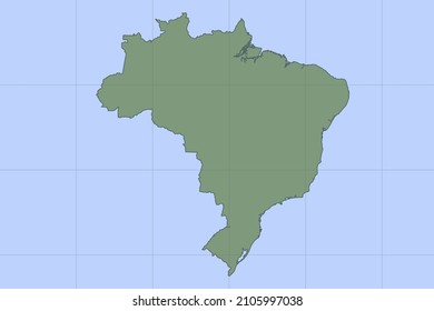 Mapa de Brasil - Mapa mundial Planilla vectorial internacional de color verde sobre fondo azul y diseño de rejilla para diseño, educación, sitio web, infografía, banner - Ilustración vectorial eps 10