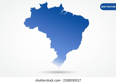 Mapa de Brasil - Mapa Mundial de la plantilla vectorial internacional con color degradado azul aislado en fondo blanco para diseño, educación, sitio web, infografía - Ilustración vectorial eps 10