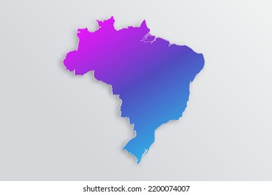 Mapa de Brasil - Mapa de mundo Planilla vectorial internacional con 3D, estilo de papel que incluye sombra y azul gradiente, color púrpura sobre fondo gris para el diseño, infografía - Ilustración vectorial eps 10