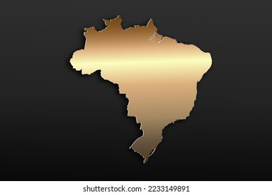 Brazil Map - World map International vector template with 3D, gold luxury style including shadow on black background for design, education, website, infographic - Vector illustration eps 10