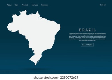 Brazil Map - World map international vector template with 3d white color on dark blue and green gradient color background for website template design, infographic - Vector illustration eps 10