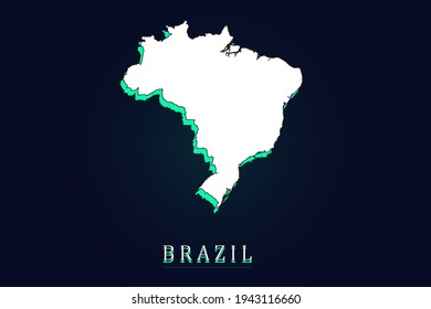 Brazil Map - World map vector template with green and white  color gradient isolated on dark background - Vector illustration eps 10