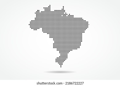 Brazil Map - World map vector template with Black pixel, grid, grunge, halftone style isolated on white background for education, infographic, design, banner - Vector illustration eps 10