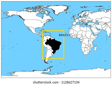 Brazil map yellow frame geography national 