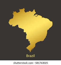 Brazil map,border with golden gradient. Vector illustration