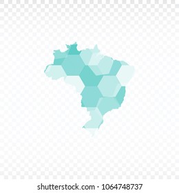 Brazil map-Polygonal map is made of colorful hexagons using the gradient method. On a plain background. Vector illustration eps 10.