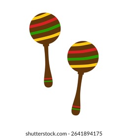 Brazil maracas icon, cute mexican musical instrument, cartoon latin fiesta. Cinco de Mayo party, traditional Festa Junina carnival. Spanish maraca isolated on white background. Vector illustration