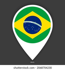 Brazil marker icon on dark grey background. Brazil pin icon isolated on barely dark background.