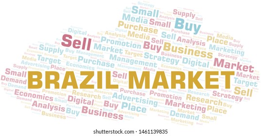 Brazil Market word cloud. Vector made with text only