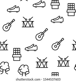 Brazil National Country Vector Seamless Pattern Thin Line Illustration