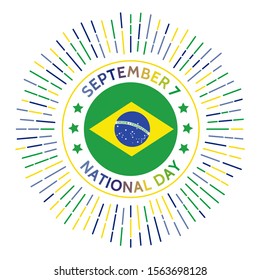 Brazil national day badge. Independence from the United Kingdom of Portugal, Brazil and the Algarves on September 7, 1822. Celebrated on September 7.