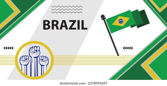 Brazil national day banner, Brazilian people. Sports Games Supporters Vector, geometric abstract national day background design..eps