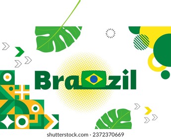 Banner del Día Nacional de Brasil para el Día de la Independencia de Brasil con diseño abstracto moderno. Bandera y mapa brasileño con tema de tipografía de color verde