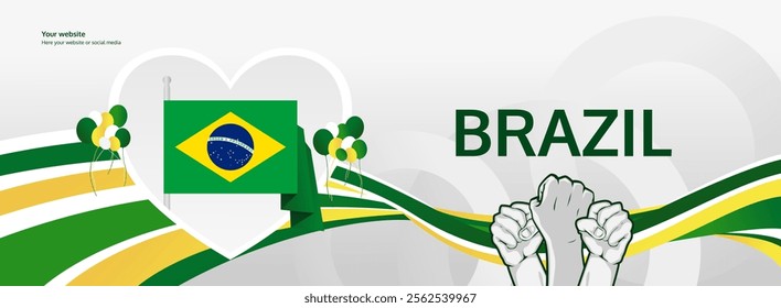 Brazil National Day festivities banner. Trendy templates for holiday celebration, greeting card, promo, ads, or national event. September 7th Happy Brazil Independence Day