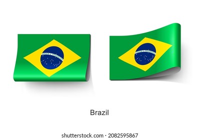 The Brazil National Flag Clothing Label Tag. Illustration Flag of Brazil Country in Latin America. Fabric Label Tag Concept Vector.