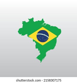 Brazil national flag in country map silhouette