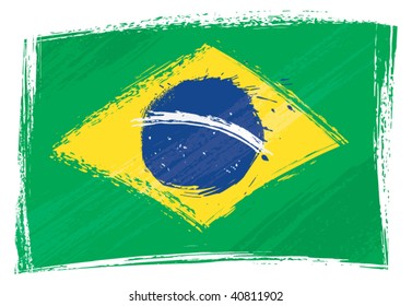 Brazil national flag created in grunge style