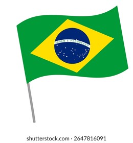 Bandeira nacional do Brasil flutua com mastro