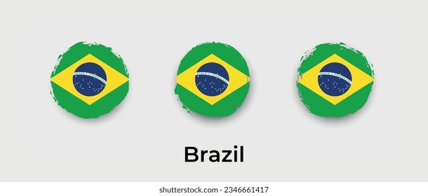 Brazil national flag grunge circle round shape bubble vector icon illustration